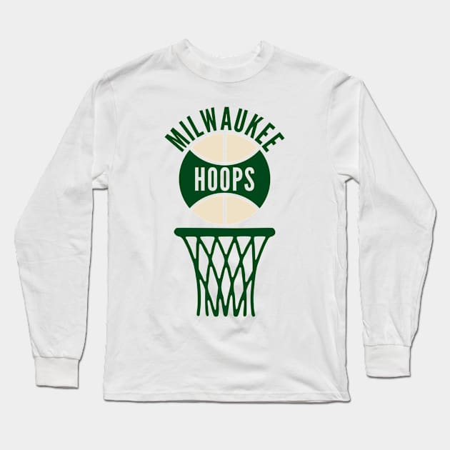 Retro Milwaukee Hoops Logo Long Sleeve T-Shirt by Double-Double Designs